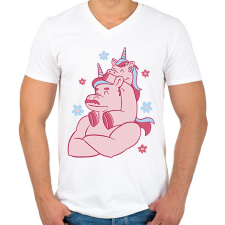 PRINTFASHION Unikornis apa - Férfi V-nyakú póló - Fehér férfi póló