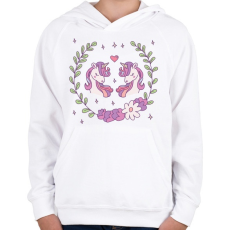 PRINTFASHION Unikornis barátság - Gyerek kapucnis pulóver - Fehér