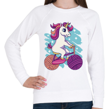 PRINTFASHION Unikornis biciklin - Női pulóver - Fehér női pulóver, kardigán