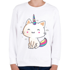 PRINTFASHION Unikornis cica - Gyerek pulóver - Fehér