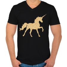 PRINTFASHION Unikornis csillogás - Férfi V-nyakú póló - Fekete férfi póló
