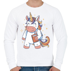 PRINTFASHION Unikornis diák - Férfi pulóver - Fehér