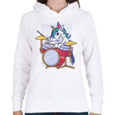 PRINTFASHION Unikornis dobos - Női kapucnis pulóver - Fehér női pulóver, kardigán