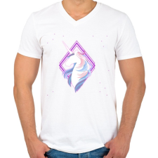 PRINTFASHION Unikornis felnőtteknek - Férfi V-nyakú póló - Fehér férfi póló