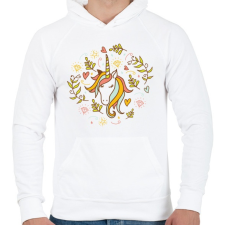 PRINTFASHION Unikornis - Férfi kapucnis pulóver - Fehér férfi pulóver, kardigán