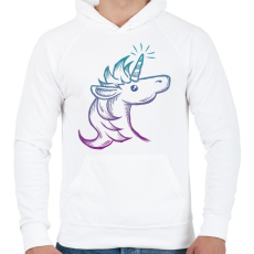 PRINTFASHION Unikornis - Férfi kapucnis pulóver - Fehér