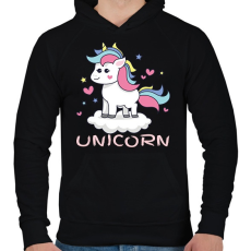 PRINTFASHION unikornis - Férfi kapucnis pulóver - Fekete
