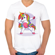 PRINTFASHION Unikornis - Férfi V-nyakú póló - Fehér férfi póló