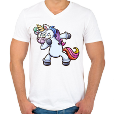 PRINTFASHION Unikornis - Férfi V-nyakú póló - Fehér férfi póló