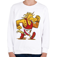 PRINTFASHION Unikornis futó - Gyerek pulóver - Fehér