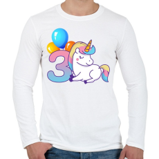 PRINTFASHION Unikornis hercegnő 3 éves - Férfi hosszú ujjú póló - Fehér