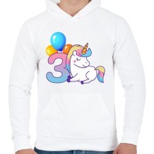 PRINTFASHION Unikornis hercegnő 3 éves - Férfi kapucnis pulóver - Fehér férfi pulóver, kardigán