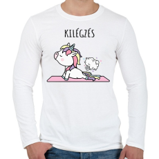 PRINTFASHION Unikornis jóga - Férfi hosszú ujjú póló - Fehér