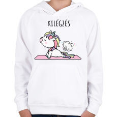 PRINTFASHION Unikornis jóga - Gyerek kapucnis pulóver - Fehér