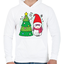 PRINTFASHION Unikornis Karácsony - Férfi kapucnis pulóver - Fehér férfi pulóver, kardigán