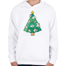 PRINTFASHION Unikornis karácsonyfa - Gyerek kapucnis pulóver - Fehér