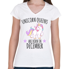 PRINTFASHION Unikornis királylány születésnapja decemberben - Női V-nyakú póló - Fehér