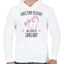 PRINTFASHION Unikornis királylányok születésnapja januárban - Férfi kapucnis pulóver - Fehér férfi pulóver, kardigán