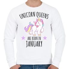 PRINTFASHION Unikornis királylányok születésnapja januárban - Férfi pulóver - Fehér