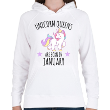 PRINTFASHION Unikornis királylányok születésnapja januárban - Női kapucnis pulóver - Fehér női pulóver, kardigán