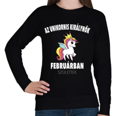 PRINTFASHION Unikornis királynők februárban születtek (MAGYAR) - Női pulóver - Fekete