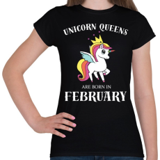 PRINTFASHION Unikornis királynők februárban születtek - Női póló - Fekete