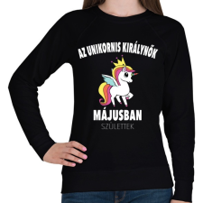 PRINTFASHION Unikornis királynők májusban születtek (MAGYAR) - Női pulóver - Fekete női pulóver, kardigán