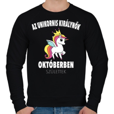 PRINTFASHION Unikornis királynők októberben születtek (MAGYAR) - Férfi pulóver - Fekete