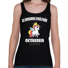PRINTFASHION Unikornis királynők októberben születtek (MAGYAR) - Női atléta - Fekete női trikó