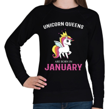 PRINTFASHION Unikornis királynők születésnapja Januárban - Női pulóver - Fekete női pulóver, kardigán
