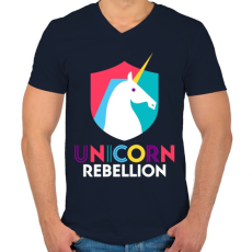 PRINTFASHION Unikornis lázadás - Férfi V-nyakú póló - Sötétkék