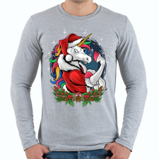 PRINTFASHION Unikornis mikulás - Férfi hosszú ujjú póló - Sport szürke férfi póló