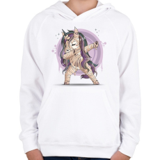 PRINTFASHION Unikornis múmia - Gyerek kapucnis pulóver - Fehér