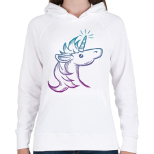 PRINTFASHION Unikornis - Női kapucnis pulóver - Fehér női pulóver, kardigán