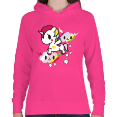 PRINTFASHION unikornis - Női kapucnis pulóver - Fukszia