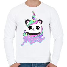 PRINTFASHION Unikornis panda - Férfi pulóver - Fehér férfi pulóver, kardigán