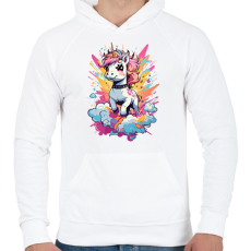PRINTFASHION Unikornis punk - Férfi kapucnis pulóver - Fehér