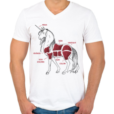 PRINTFASHION Unikornis részei - Férfi V-nyakú póló - Fehér