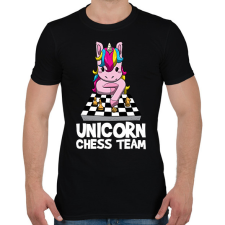PRINTFASHION Unikornis sakk csapat - Férfi póló - Fekete férfi póló