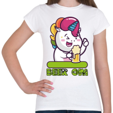 PRINTFASHION Unikornis sörrel BEER.OM - Női póló - Fehér