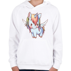 PRINTFASHION Unikornis szárnyakkal - Gyerek kapucnis pulóver - Fehér
