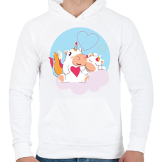 PRINTFASHION Unikornis szerelem - Férfi kapucnis pulóver - Fehér