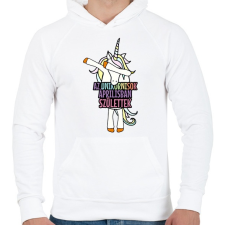 PRINTFASHION Unikornis szülinap április - Férfi kapucnis pulóver - Fehér férfi pulóver, kardigán