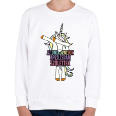 PRINTFASHION Unikornis szülinap április - Gyerek pulóver - Fehér
