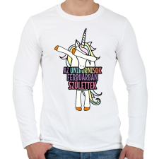 PRINTFASHION Unikornis szülinap február - Férfi hosszú ujjú póló - Fehér férfi póló