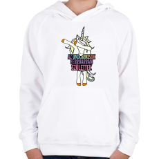 PRINTFASHION Unikornis szülinap február - Gyerek kapucnis pulóver - Fehér