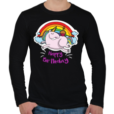 PRINTFASHION Unikornis szülinap - Férfi hosszú ujjú póló - Fekete