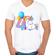 PRINTFASHION Unikornis szülinap! - Férfi V-nyakú póló - Fehér férfi póló