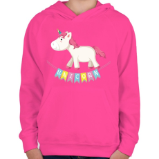 PRINTFASHION Unikornis szülinap - Gyerek kapucnis pulóver - Fukszia