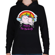 PRINTFASHION Unikornis szülinap - Női kapucnis pulóver - Fekete